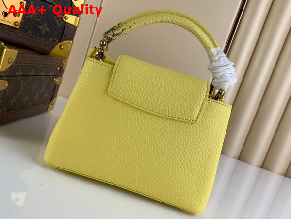 Louis Vuitton Capucines Mini Handbag in Yellow Taurillon Leather with Lizard Details Replica