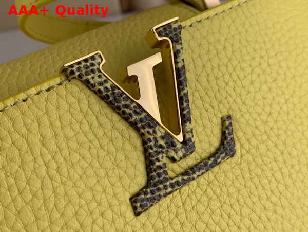 Louis Vuitton Capucines Mini Handbag in Yellow Taurillon Leather with Lizard Details Replica