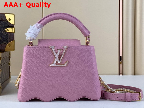 Louis Vuitton Capucines Mini Handbag with a Wavy Base in Pink Taurillon Leather Replica