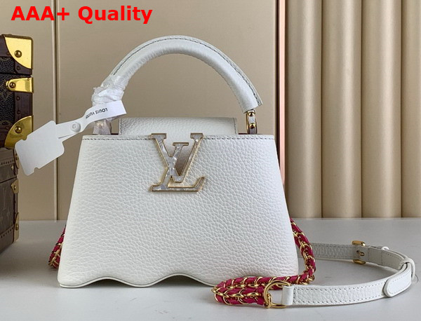 Louis Vuitton Capucines Mini Handbag with a Wavy Base in Snow White Taurillon Leather M22121 Replica