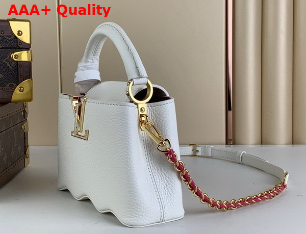 Louis Vuitton Capucines Mini Handbag with a Wavy Base in Snow White Taurillon Leather M22121 Replica