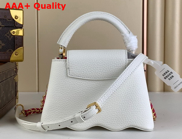 Louis Vuitton Capucines Mini Handbag with a Wavy Base in Snow White Taurillon Leather M22121 Replica