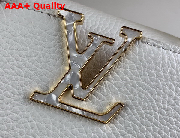 Louis Vuitton Capucines Mini Handbag with a Wavy Base in Snow White Taurillon Leather M22121 Replica