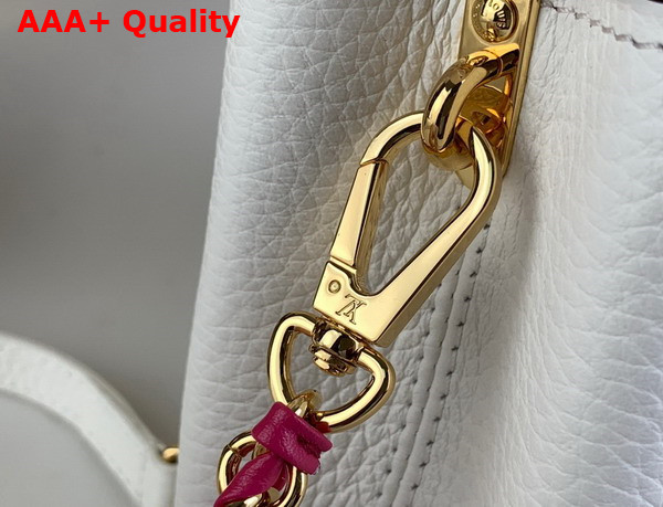 Louis Vuitton Capucines Mini Handbag with a Wavy Base in Snow White Taurillon Leather M22121 Replica