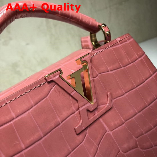 Louis Vuitton Capucines Mini Rose Tourmaline Alligator Leather N95003 Replica