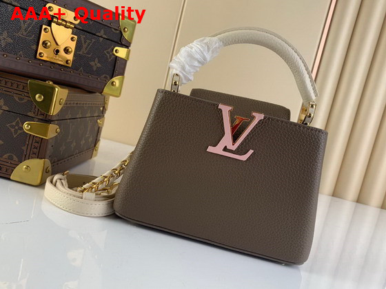 Louis Vuitton Capucines Mini Smokey Brown Green Creme Pink Taurillon Leather Replica