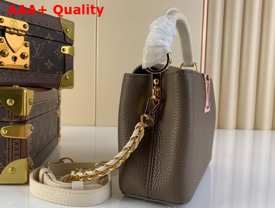 Louis Vuitton Capucines Mini Smokey Brown Green Creme Pink Taurillon Leather Replica