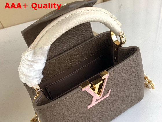 Louis Vuitton Capucines Mini Smokey Brown Green Creme Pink Taurillon Leather Replica