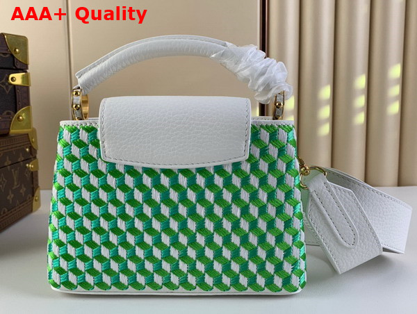 Louis Vuitton Capucines Mini White Green Taurillon Leather and Intricate Embroidery M59879 Replica