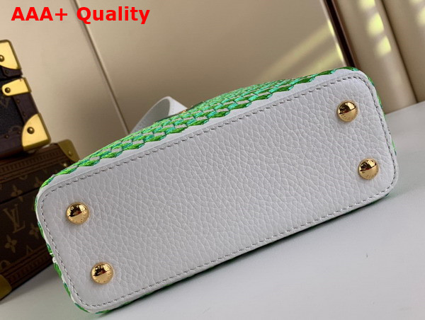 Louis Vuitton Capucines Mini White Green Taurillon Leather and Intricate Embroidery M59879 Replica