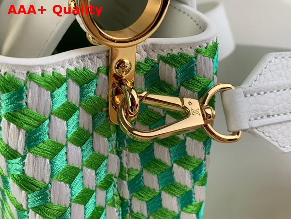 Louis Vuitton Capucines Mini White Green Taurillon Leather and Intricate Embroidery M59879 Replica