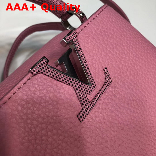 Louis Vuitton Capucines Mini in Pink Grain Leather with Lizard Handle Replica