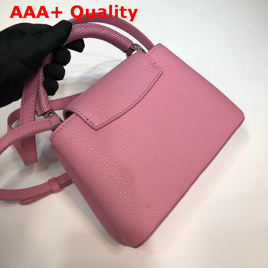 Louis Vuitton Capucines Mini in Pink Grain Leather with Lizard Handle Replica