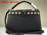 Louis Vuitton Capucines PM Black Taurillon Skin with Flowers in Satin Leather and Beads M54264 Replica