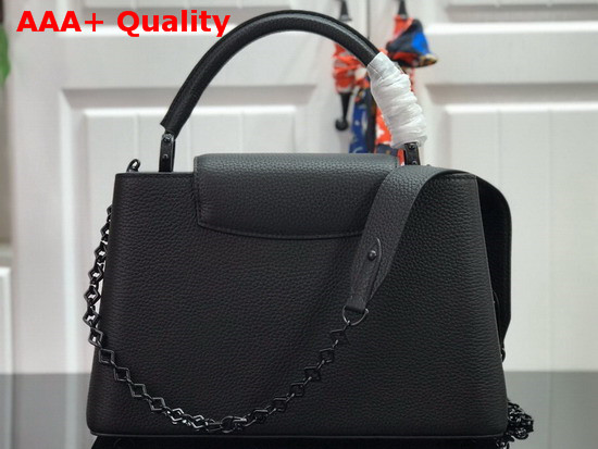 Louis Vuitton Capucines PM Handbag Black Taurillon Leather with Black Matte Hardware Replica