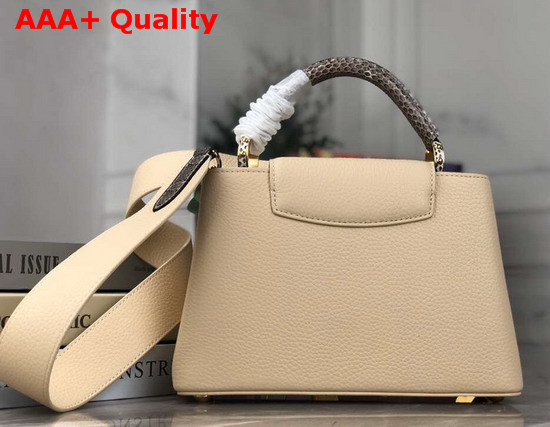 Louis Vuitton Capucines PM Handbag in Banane Yellow Taurillon Leather and Python Leather Handle Replica