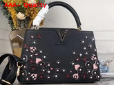 Louis Vuitton Capucines PM Handbag in Black Taurillon Leather Adorned with Flowers as Part of The LV Blooming Edition M53662 Replica