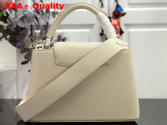 Louis Vuitton Capucines PM Handbag in White Taurillon Leather with White Matte Hardware Replica