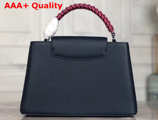 Louis Vuitton Capucines PM Handbag with Braided Handle Navy Blue Taurillon Leather Replica