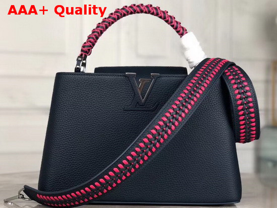 Louis Vuitton Capucines PM Handbag with Braided Handle Navy Blue Taurillon Leather Replica