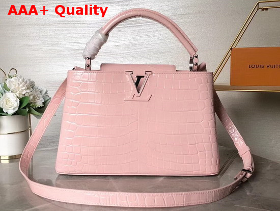 Louis Vuitton Capucines PM Rose Tourmaline Crocodilian Brillant Leather N94260 Replica