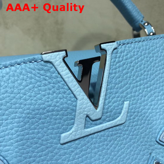 Louis Vuitton Capucines PM Sky Blue Taurillon Skin with Taiga Leather Details Replica