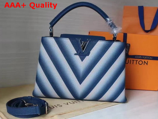 Louis Vuitton Capucines PM Taurillon Leather Pure Silhouette Blue and White Replica