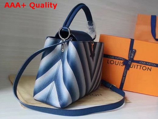 Louis Vuitton Capucines PM Taurillon Leather Pure Silhouette Blue and White Replica