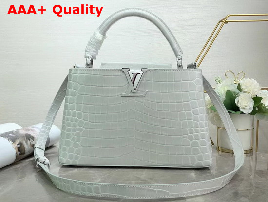 Louis Vuitton Capucines PM White Crocodilian Brillant Leather Replica