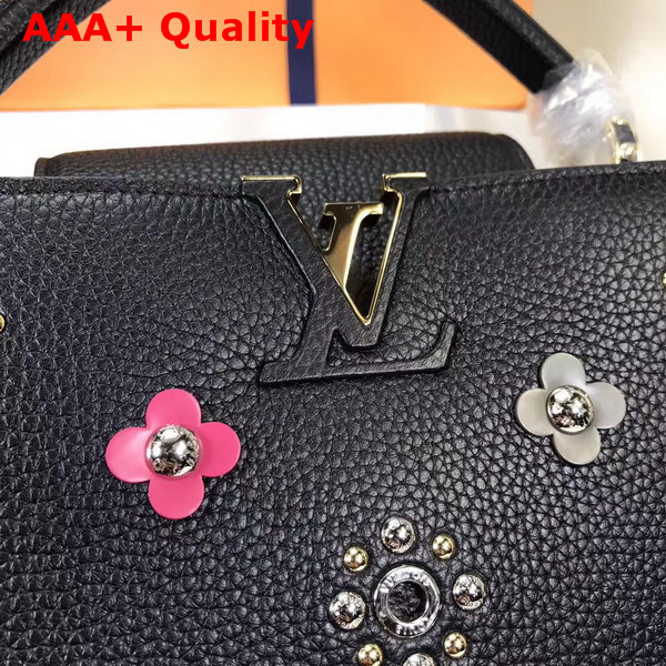 Louis Vuitton Capucines PM in Black Taurillon Leather with Mechanical Flowers M54311 Replica