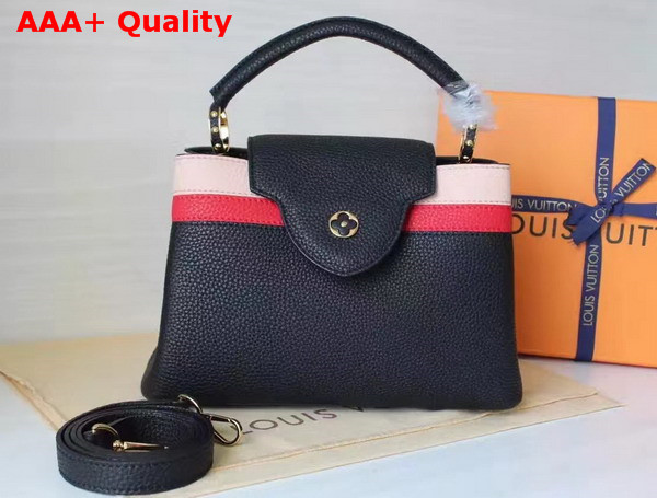 Louis Vuitton Capucines PM in Black with Taurillon Caviar Leather Trim Replica