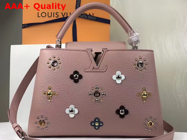 Louis Vuitton Capucines PM in Pink Taurillon Leather with Mechanical Flowers Replica