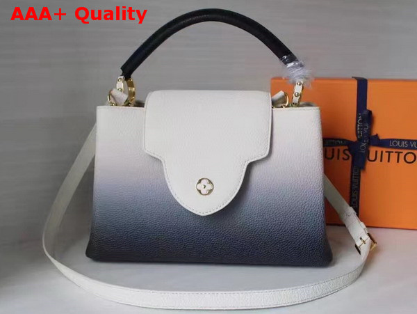 Louis Vuitton Capucines PM in White Taurillon Leather with Blue Gradient Color Effect Replica