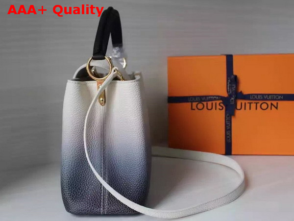 Louis Vuitton Capucines PM in White Taurillon Leather with Blue Gradient Color Effect Replica