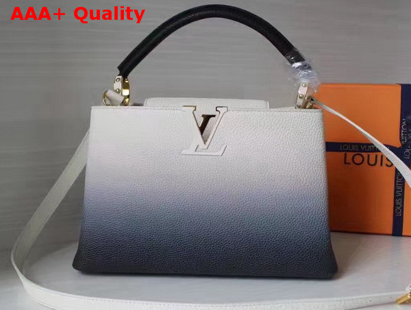 Louis Vuitton Capucines PM in White Taurillon Leather with Blue Gradient Color Effect Replica