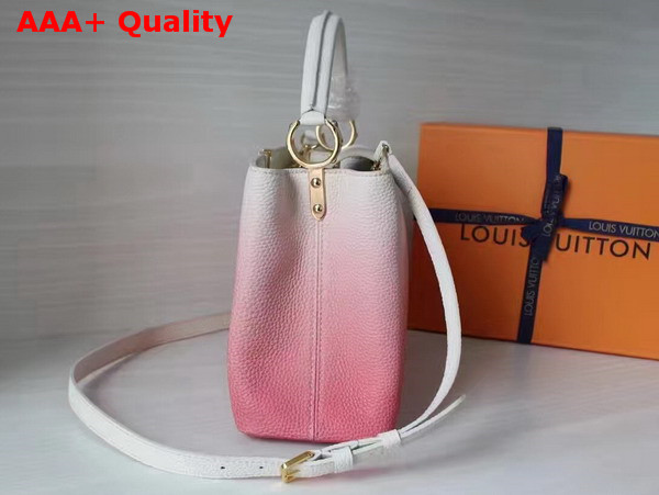 Louis Vuitton Capucines PM in White Taurillon Leather with Pink Gradient Color Effect Replica