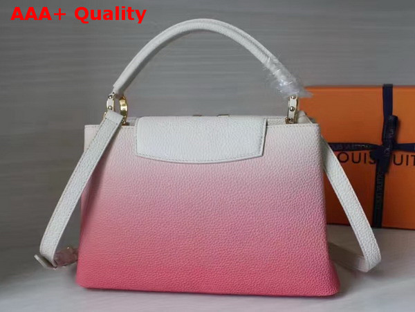 Louis Vuitton Capucines PM in White Taurillon Leather with Pink Gradient Color Effect Replica