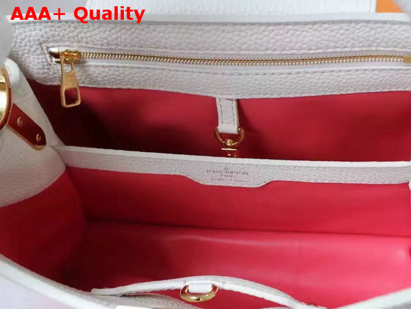 Louis Vuitton Capucines PM in White Taurillon Leather with Pink Gradient Color Effect Replica