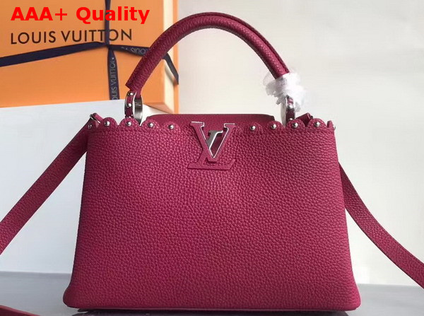 Louis Vuitton Capucines PM with Lace Croquets Groseille Grained Calfskin Replica