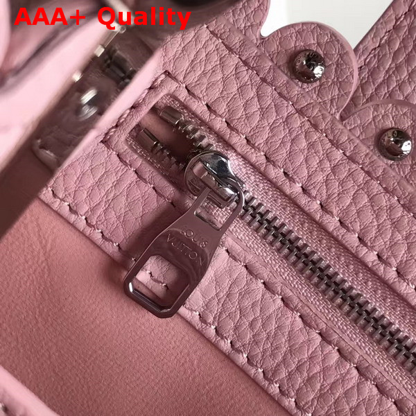 Louis Vuitton Capucines PM with Lace Croquets Technique Light Pink Grained Calfskin Replica