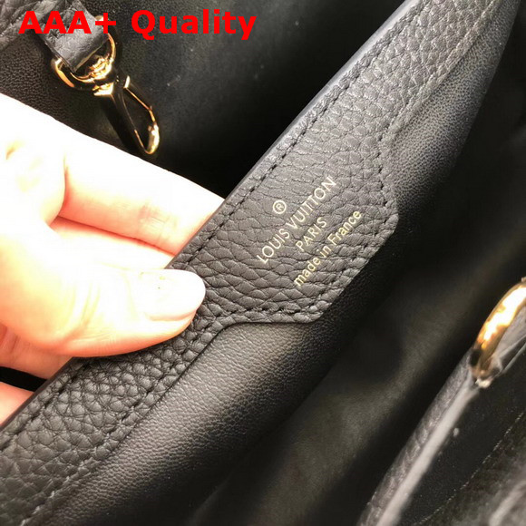 Louis Vuitton Capucines PM with Metallic and Leather Flowers Black Replica