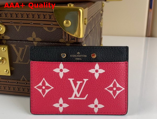 Louis Vuitton Card Holder Combines Three Different Colors of Monogram Empreinte Leather Black White Pink M81282 Replica