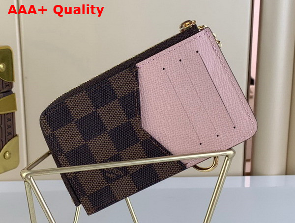 Louis Vuitton Card Holder Recto Verso Rose Ballerine Damier Ebene Canvas N60405 Replica