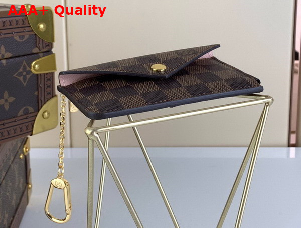 Louis Vuitton Card Holder Recto Verso Rose Ballerine Damier Ebene Canvas N60405 Replica