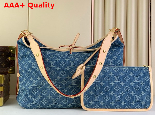 Louis Vuitton Carryall MM Handbag in Blue Monogram Denim Replica