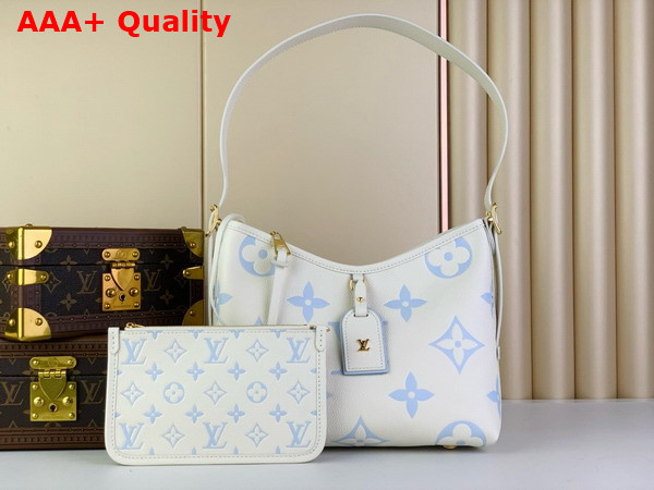 Louis Vuitton Carryall PM Bag Latte Candy Blue Bicolor Monogram Empreinte Leather Replica