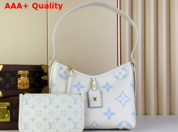 Louis Vuitton Carryall PM Bag Latte Candy Blue Bicolor Monogram Empreinte Leather Replica