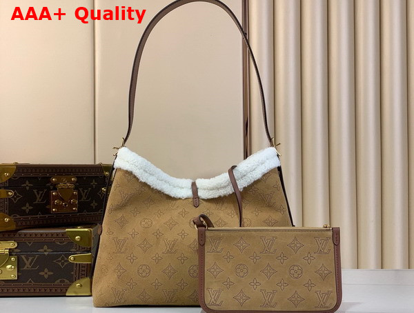 Louis Vuitton Carryall PM Beige Mahina Suede Adorned with Monogram Perforations M11843 Replica