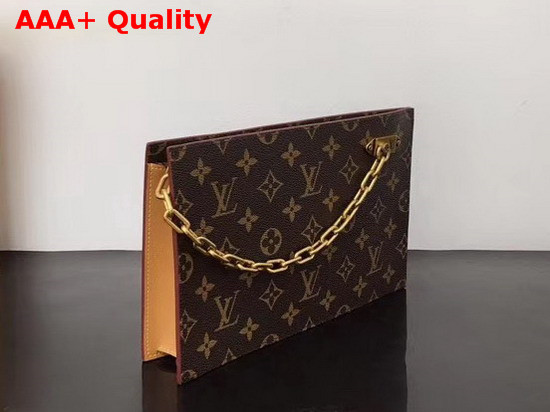 Louis Vuitton Chain Clutch in Monogram Canvas and Natural Leather M55656 Replica