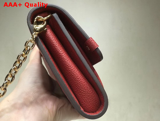 Louis Vuitton Chain Wallet Red Monogram Empreinte Embossed Cowhide Leather Replica